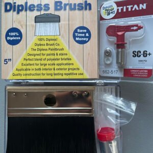 DIPLESS BRUSH (Complete Kit) - 5" Wood Block - Includes Dipless Brush, connector kit & Titan 315 Spray Tip
